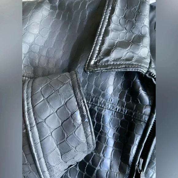 Jason Bunin Leather Jacket Men’s Large Black Motorcycle Y2K Vintage - Picture 9 of 9